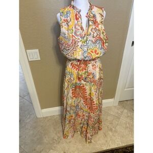 1. State Sleeveless Tiered Floral Print Maxi Dress, Smocked Waist Boho, M